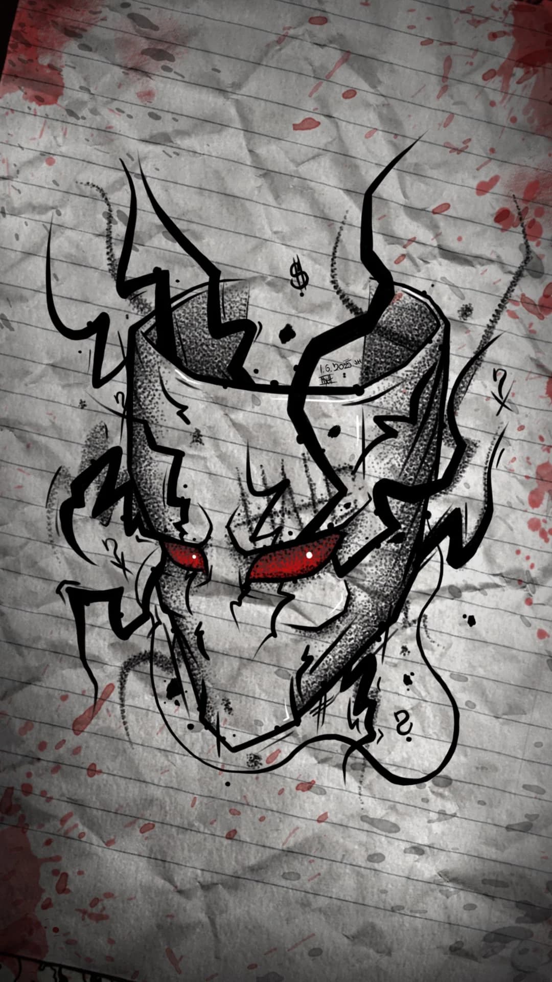 Mask Digital – Dark Demon Mask Illustration with Horns by TSUMETAI